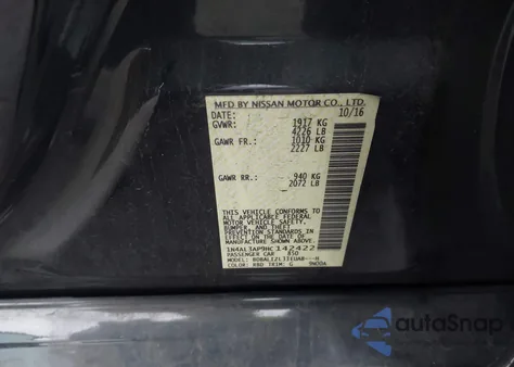 2017 Nissan Altima 2.5 Sv from USA, damaged, VIN 1N4AL3AP9HC142422
